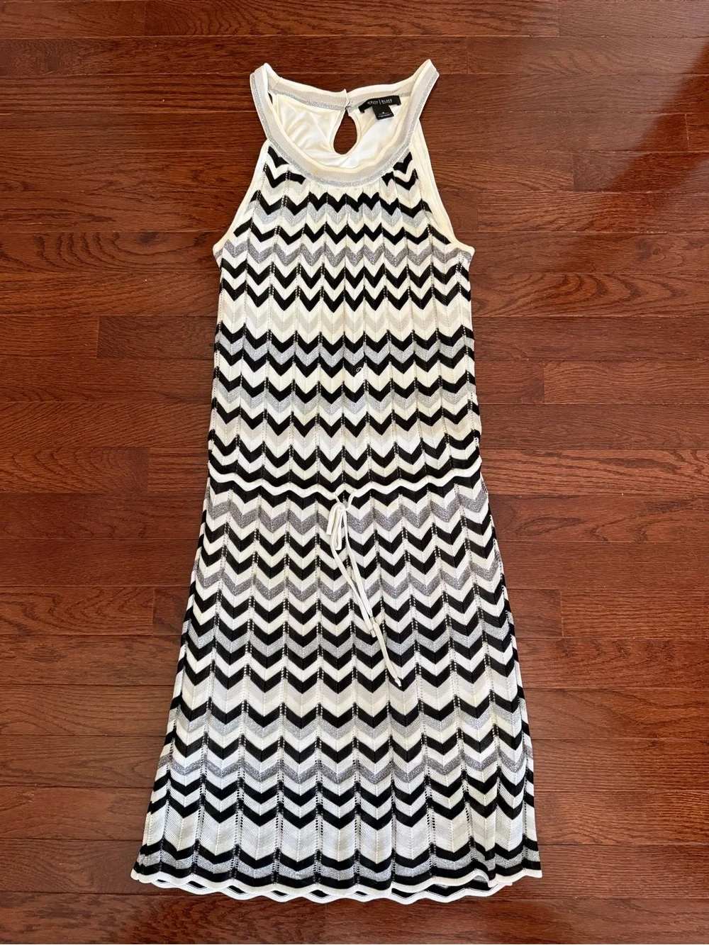 White House Black Market Black & White Chevron Knit Dress